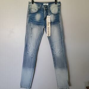 Blue Cult Jeans Mens 28 Blue Ombre Distressed Rocker Punk Edgy Stretch NWT